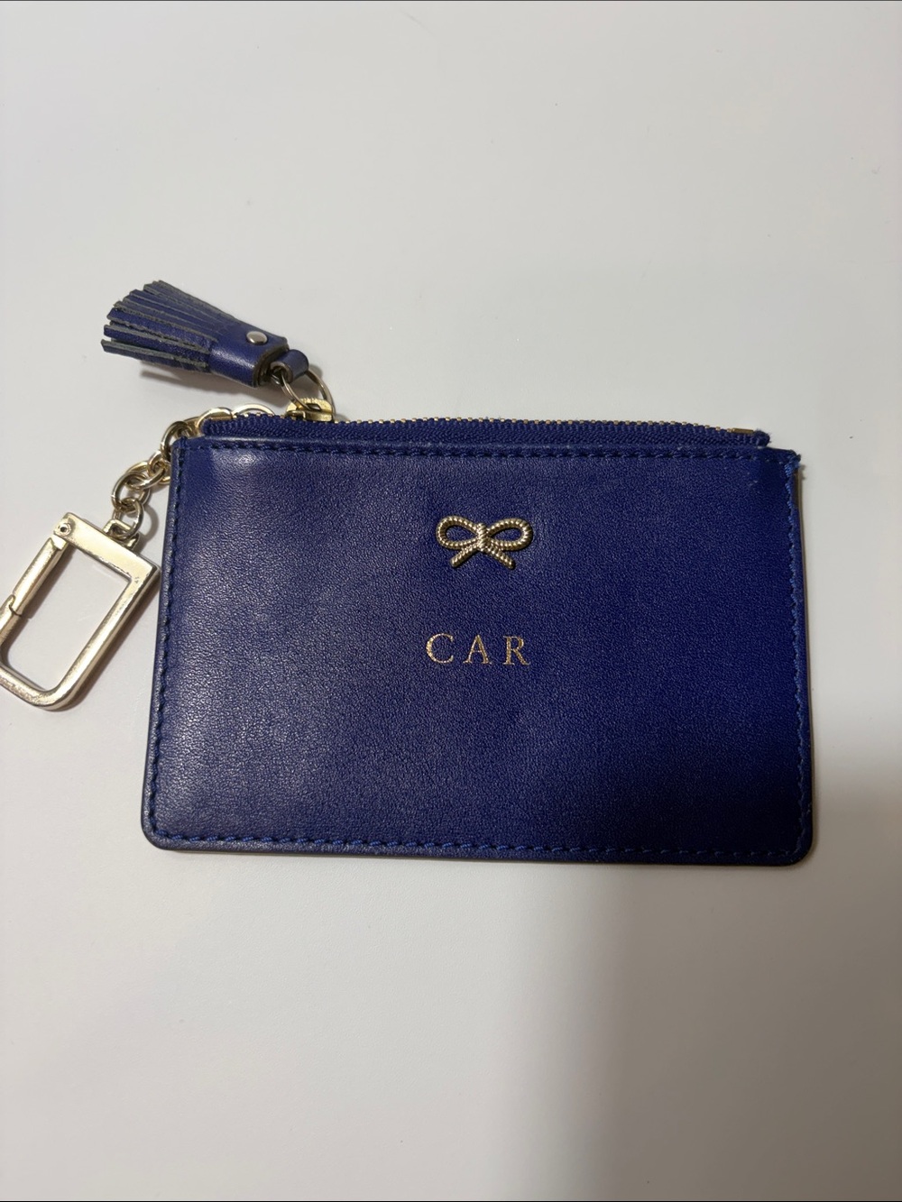 Vintage Anya Hindmarch Royal Blue Leather Key & Card Holder with Tassel